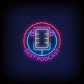 Podcast Neon Sign, Retro Mic, Live Podcasting