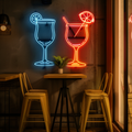 Couple of Cocktail Glasses Neon Sign for Bars and Parties