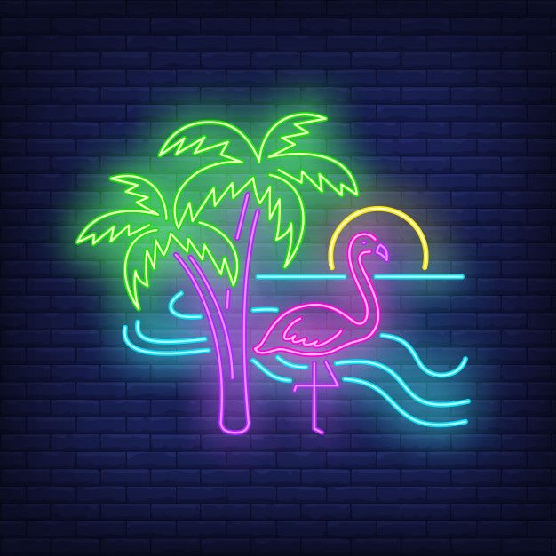 Flamingo On Beach Neon Sign — make neon sign